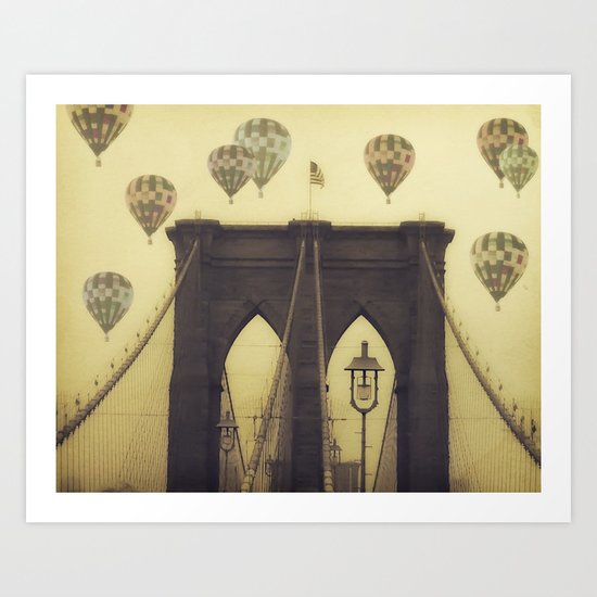 Balloons Over the Bridge Art Print