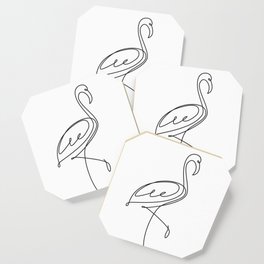 Flamingo bird one line drawing. Minimalist line art Coaster