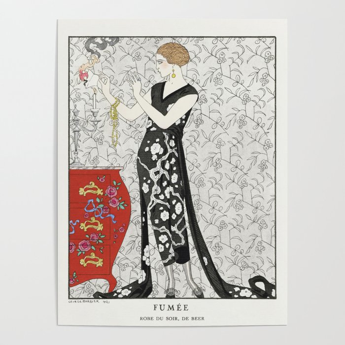 Art Deco lady vintage illustration Poster