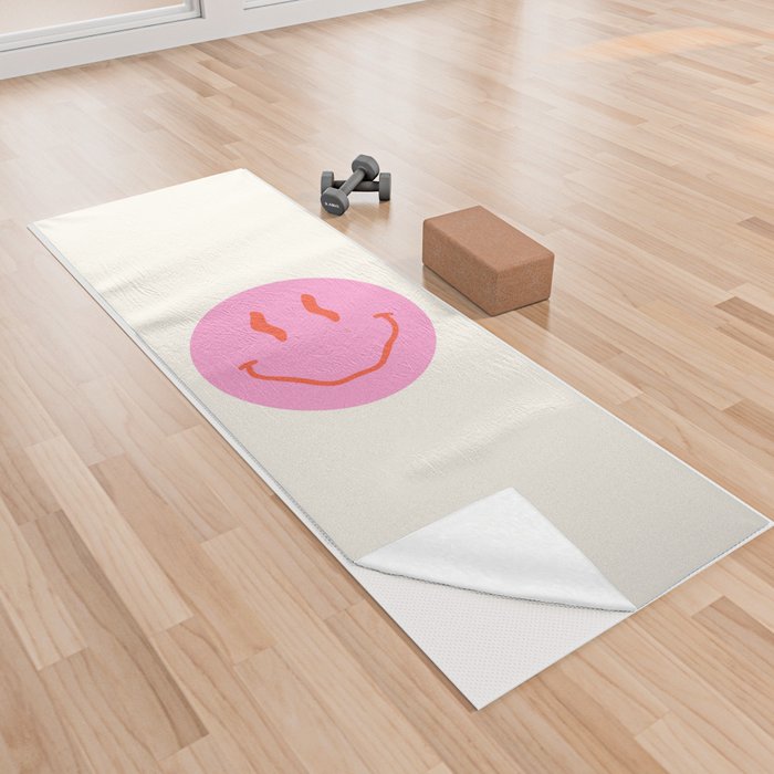 Wavy Smiley (Pink & Red) Yoga Towel