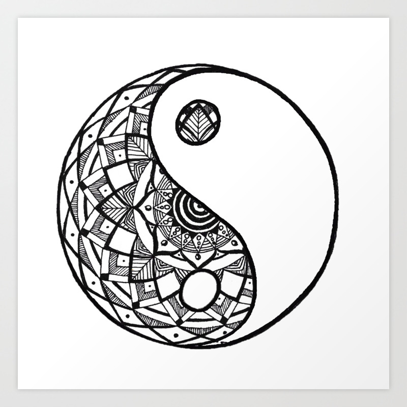 Yin Yang Mandala Art Print By Rdesigns24