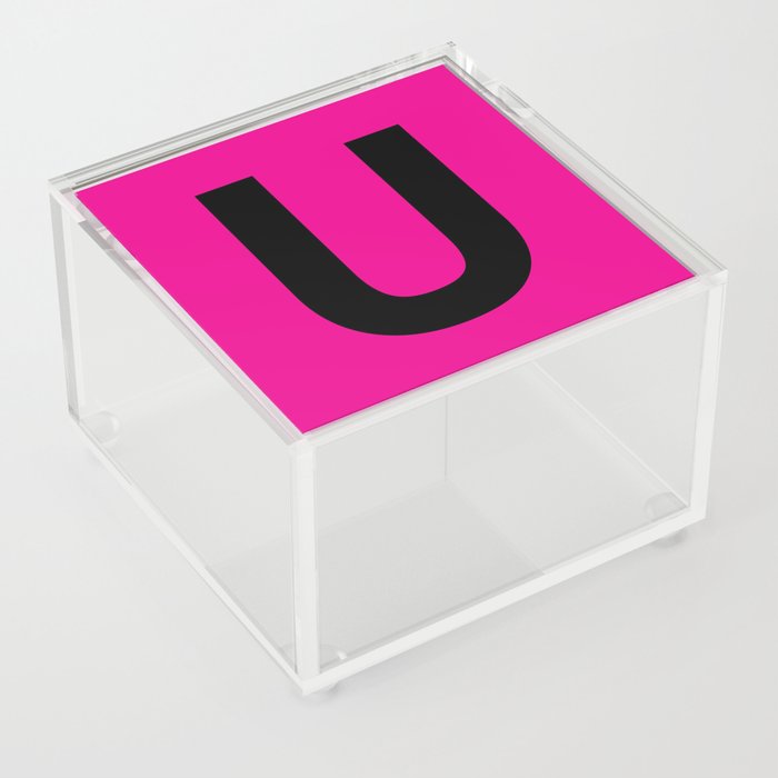 Letter U (Black & Magenta) Acrylic Box