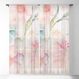 Vintage floral painting #1 Sheer Curtain