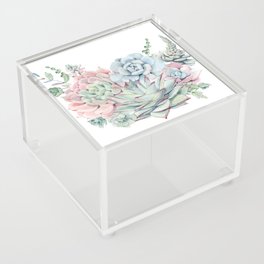 Pink and Green Succulents  Acrylic Box