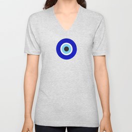 Evil Eye Charms on White V Neck T Shirt