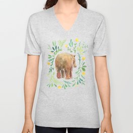 Watercolor Bear V Neck T Shirt