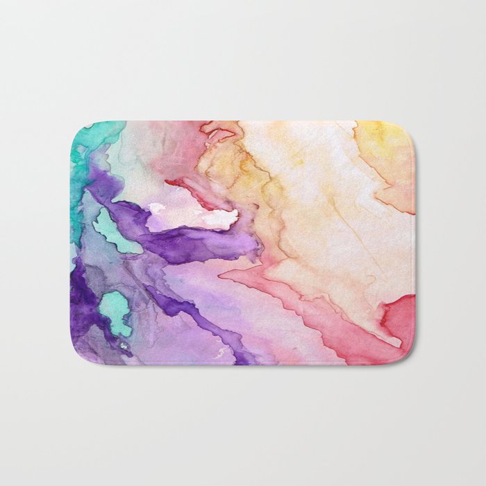 Color My World Watercolor Abstract Painting Bath Mat By Rosiebrown