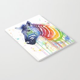 Zebra Rainbow Watercolor Whimsical Animal Notebook
