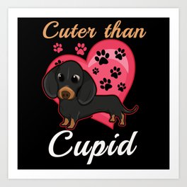 Dog Animal Hearts Day Cuter Cupid Valentines Day Art Print
