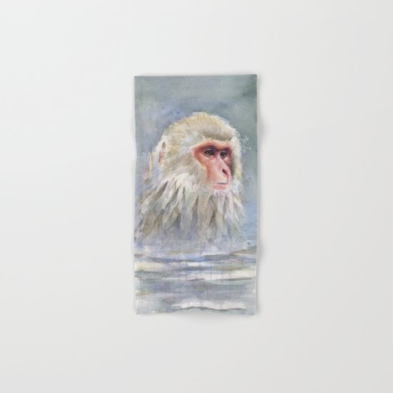 Snow Monkey Watercolor Animal Hand & Bath Towel