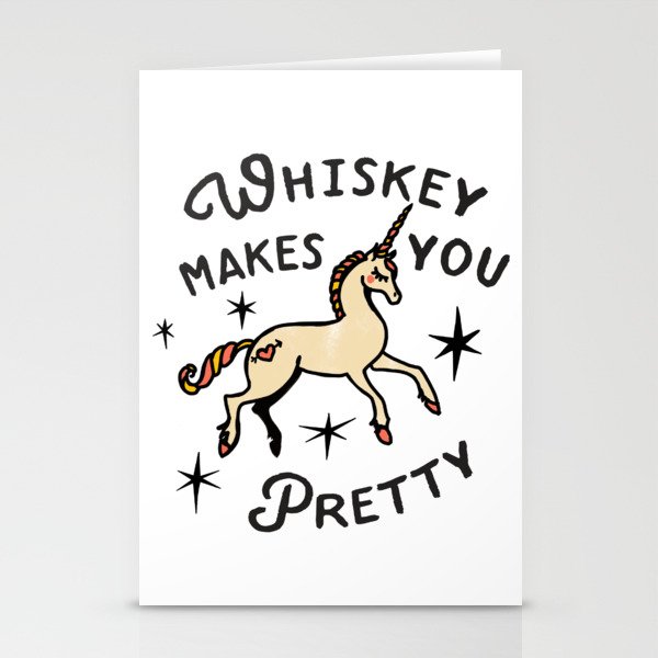 Whiskey Makes You Pretty: Funny Unicorn Design Stationery Cards