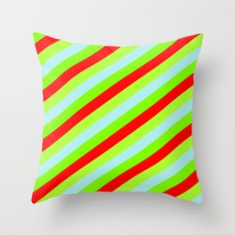 [ Thumbnail: Turquoise, Chartreuse, Red & Light Green Colored Lines/Stripes Pattern Throw Pillow ]