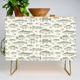 Green - Freshwater Fish Toile Credenza