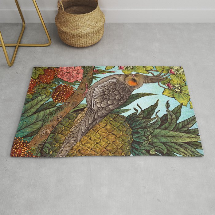 Cockatiel And Pineapple Rug