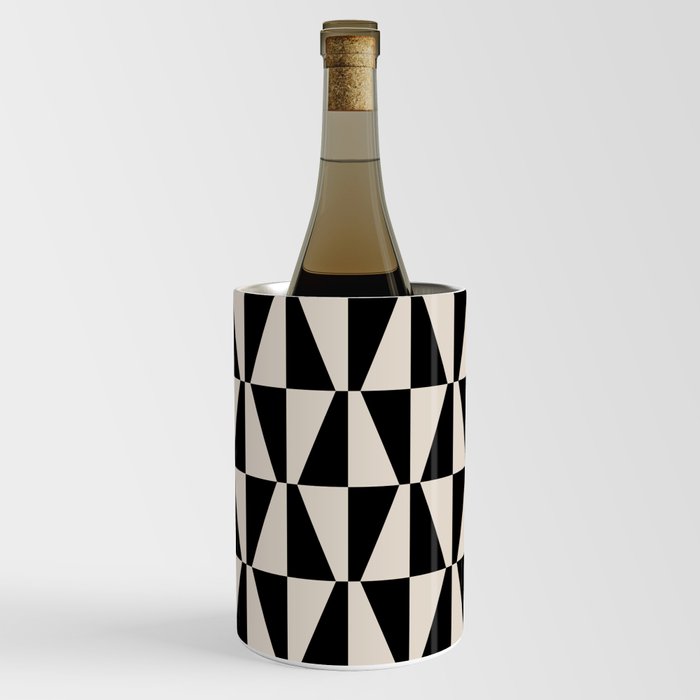 Mid Century Modern Geometric 313 Black and Linen Wine Chiller