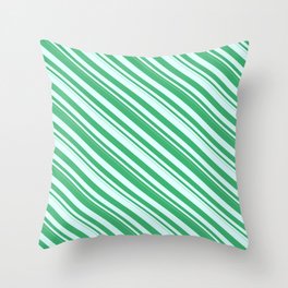 [ Thumbnail: Sea Green and Light Cyan Colored Pattern of Stripes Throw Pillow ]