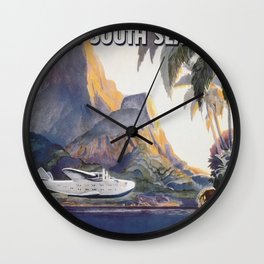 Fly to South Sea Isles, American Airways Vintage Travel Poster  Wall Clock