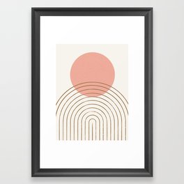 Pink Sun Mid-Century Full Framed Art Print