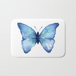 Blue Butterfly Watercolor Badematte