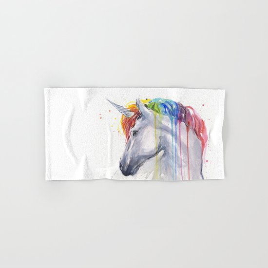 Rainbow Unicorn Watercolor Animal Magical Whimsical Animals Hand & Bath Towel