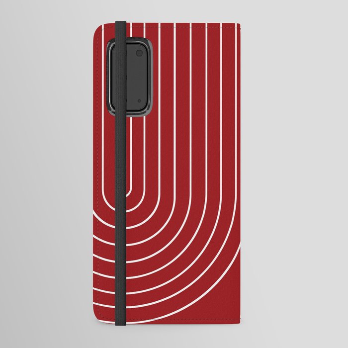 Minimal Line Curvature LXXX Ruby Red Mid Century Modern Arch Abstract Android Wallet Case