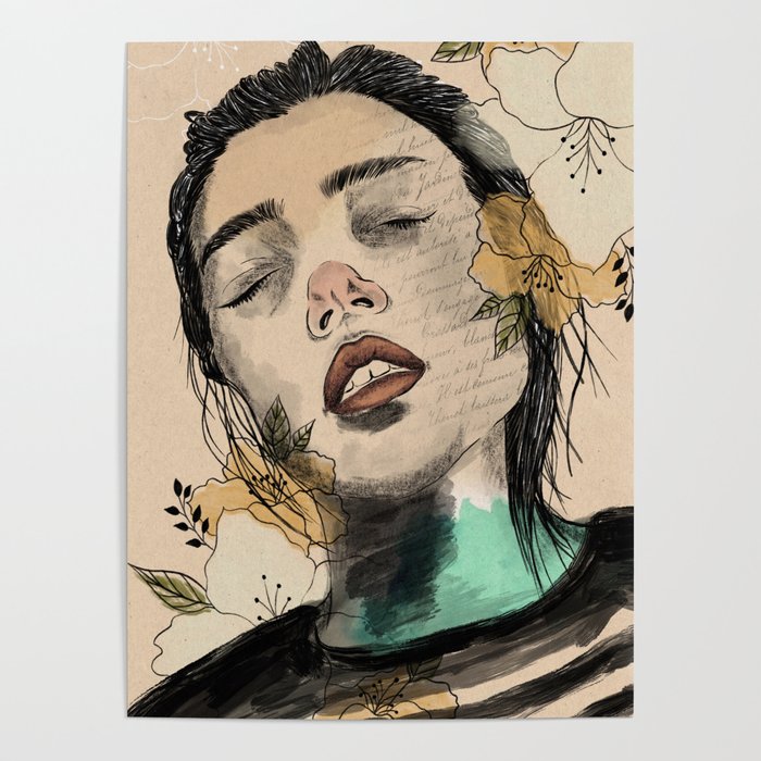 Calm Abstract Woman Portrait Art Poster