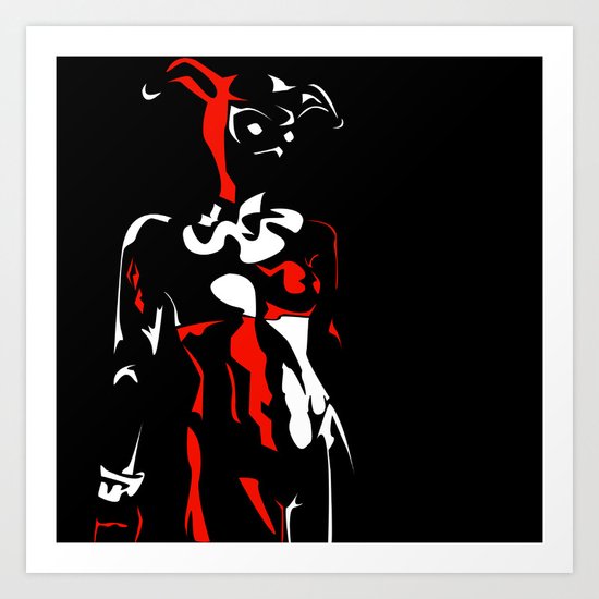 White and Red: Harley's Off in the Head Art Print