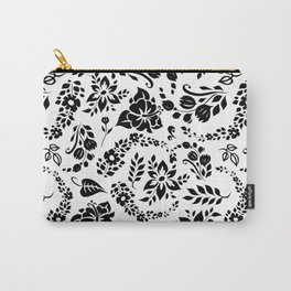 Vintage pattern with black flowers on white background. Seamless pattern Carry-All Pouch