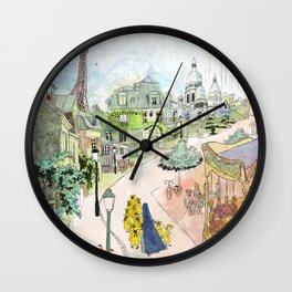 Madeline Montmartre colored Wall Clock