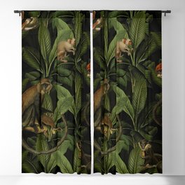 Monkey Vintage Botanical Night Jungle Garden Blackout Curtain