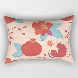 Pomegranate fruit and flower pink and ochre pattern Rectangular Pillow