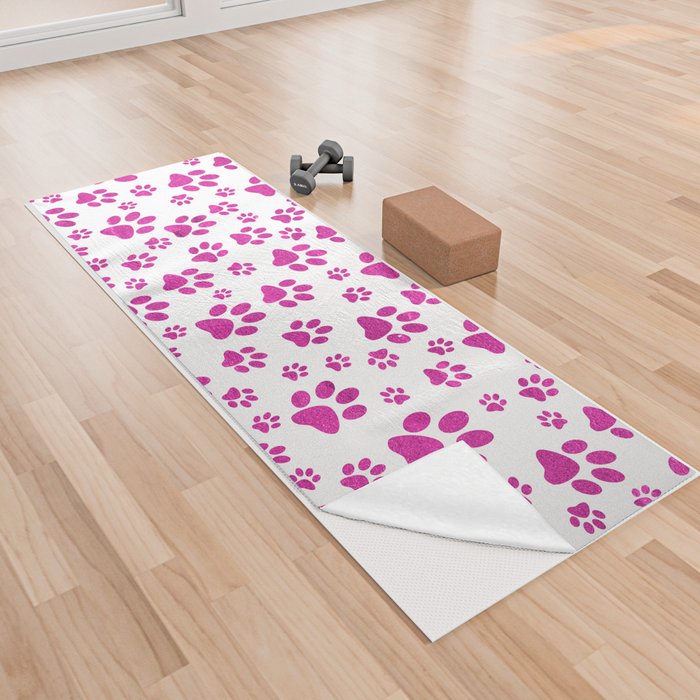 Purple Dog paw Pattern Yoga Towel