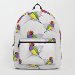  Gouldian finch colour pencil drawing Backpack