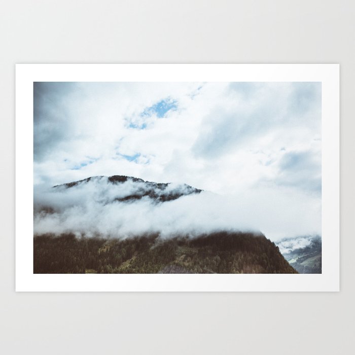 Clouds over the hill Art Print