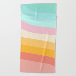 Retro Rainbow Stripes Beach Towel