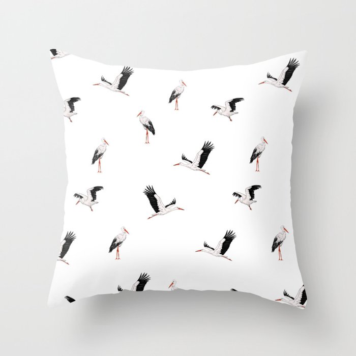 Birds.. Stork  pattern,baby nursery Throw Pillow