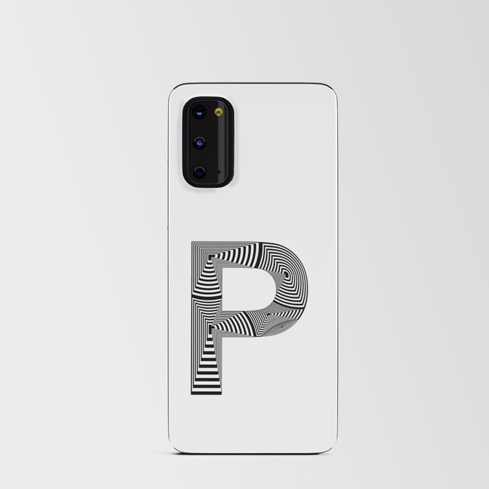 capital letter P in black and white, with lines creating volume effect Android Card Case