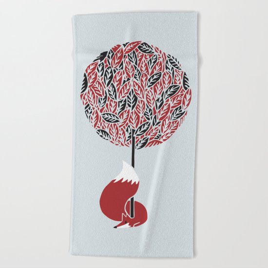 The guardian of the red tree Beach Towel