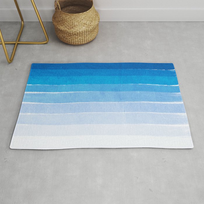 Blue Ombre Brushstroke - Summer, Beach, Ocean, Water, LA Cute trendy, painterly art Rug