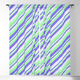 [ Thumbnail: Green, Medium Slate Blue, and Lavender Colored Lines Pattern Blackout Curtain ]