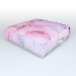 Fantasy Pink Faux Marble With Rainbow-Colored Veins Outdoor Floor Cushion