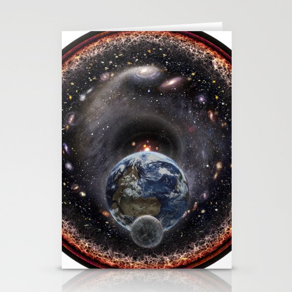 Moon, Earth, Sun and the Milky Way Galaxy Stationery Cards