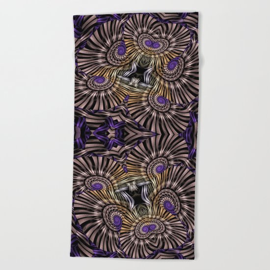 Metallic spirals, shapes and textures. Beach Towel