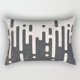 Marble and Geometric Diamond Drips, in Charcoal Grey and Light Beige Rectangular Pillow