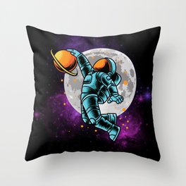 Astronaut Saturn Basketball Throw Pillow
