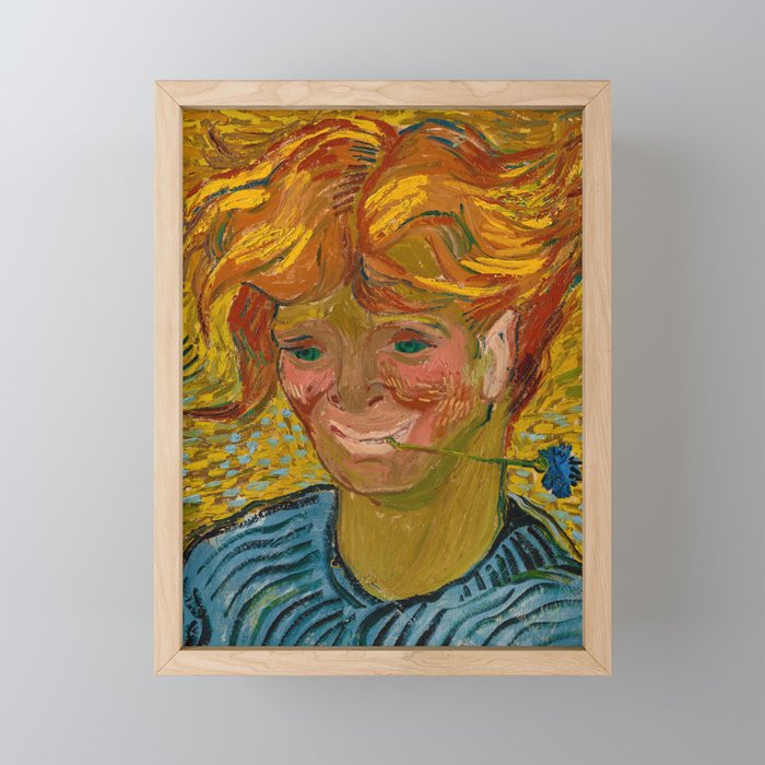 Young Man with Cornflower, 1890 by Vincent van Gogh Framed Mini Art Print