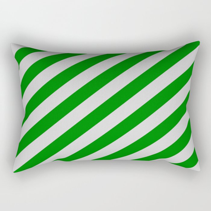 Light Gray and Green Colored Stripes/Lines Pattern Rectangular Pillow