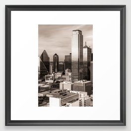 Dallas Texas City View - Sepia Edition Framed Art Print
