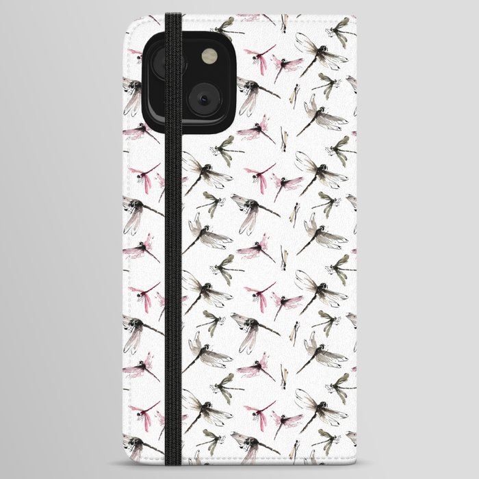 Dragonflies pattern, sumie painting iPhone Wallet Case