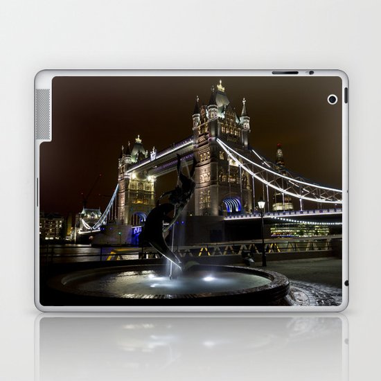 Girl and dolphin and Tower Bridge Laptop & iPad Skin